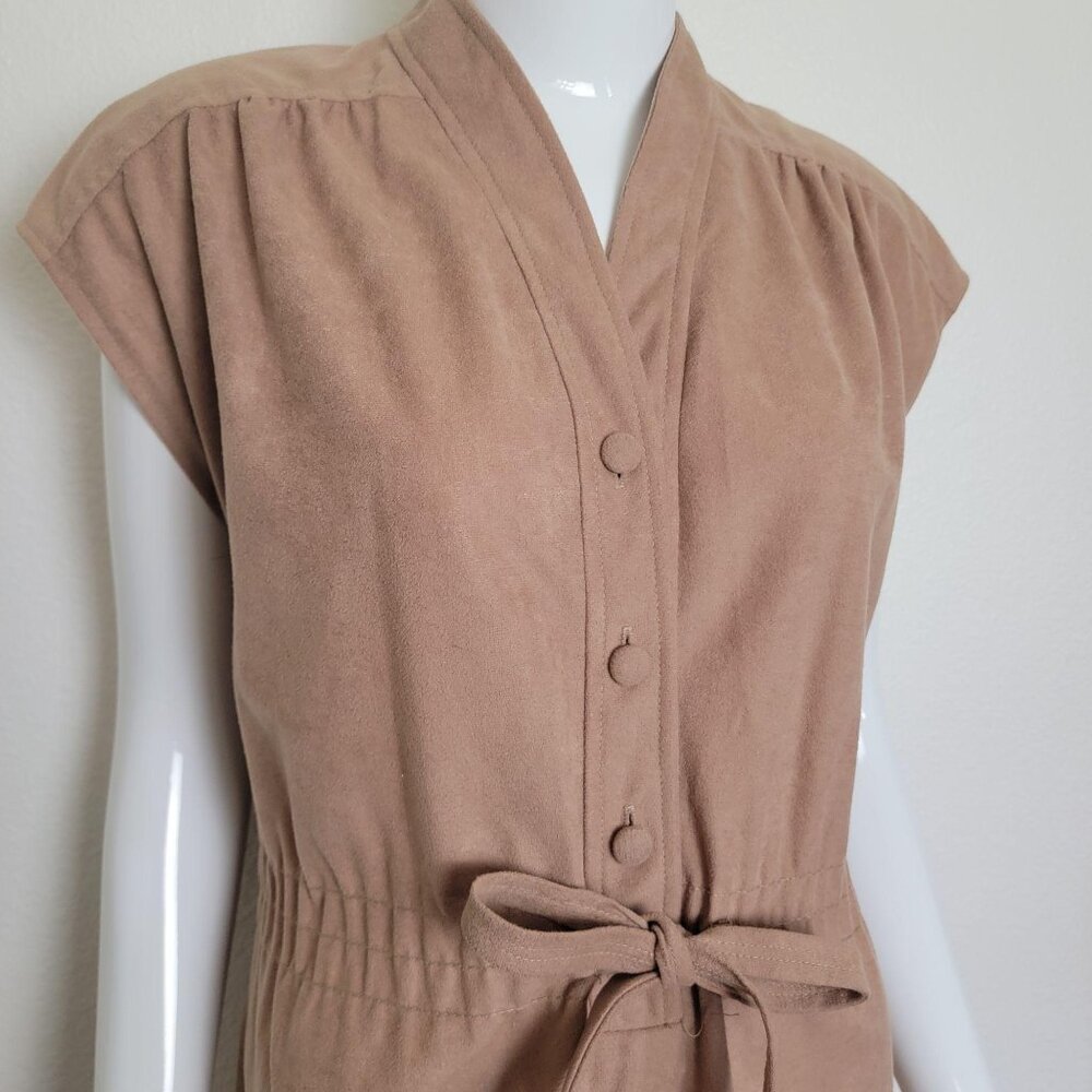 Vintage Dress Germaine Womens 8 Knee Length Brown 60s 70s Boho Chic Neutral